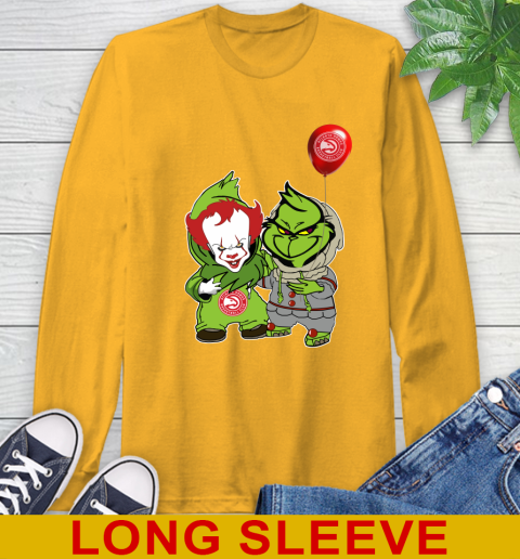 Atlanta Hawks Baby Pennywise Grinch Christmas NBA Basketball Long Sleeve T-Shirt 3