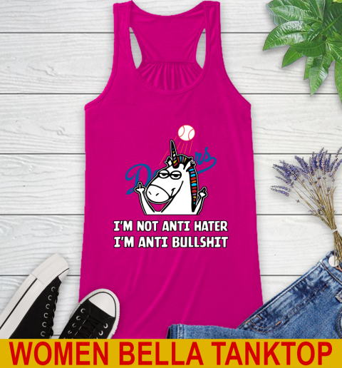 Los Angeles Dodgers MLB Baseball Unicorn I'm Not Anti Hater I'm Anti Bullshit Racerback Tank 8