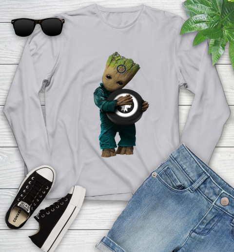 NHL Groot Guardians Of The Galaxy Hockey Sports Winnipeg Jets Youth Long Sleeve 5