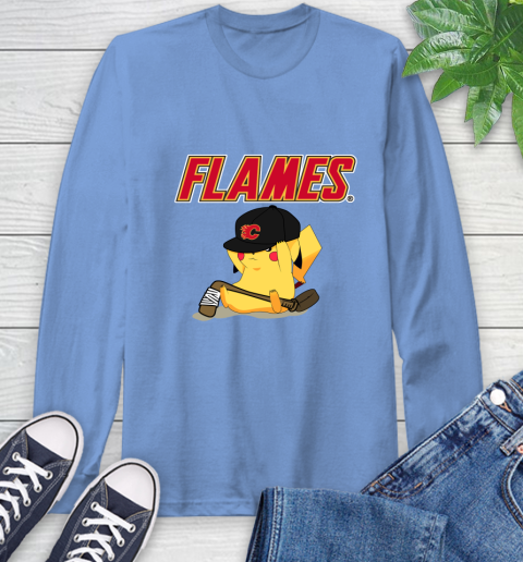 NHL Pikachu Hockey Sports Calgary Flames Long Sleeve T-Shirt 11