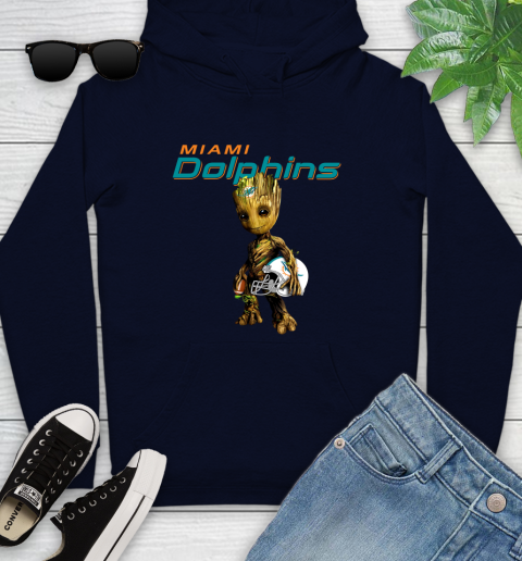 Miami Dolphins NFL Football Groot Marvel Guardians Of The Galaxy Youth Hoodie 4
