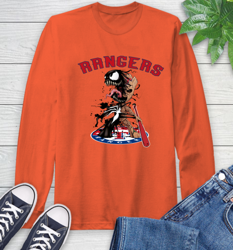 MLB Texas Rangers Baseball Venom Groot Guardians Of The Galaxy Long Sleeve T-Shirt 5