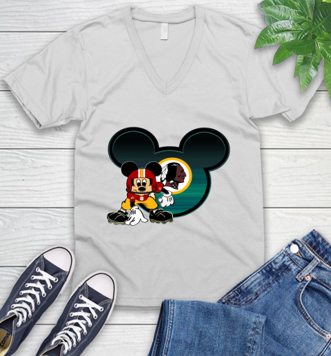 NFL Washington Redskins Mickey Mouse Disney Football T Shirt V-Neck T-Shirt