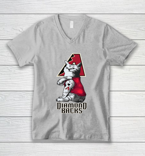 MLB Baseball My Cat Loves Arizona Diamondbacks V-Neck T-Shirt 3