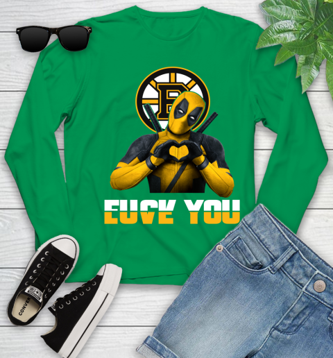 NHL Boston Bruins Deadpool Love You Fuck You Hockey Sports Youth Long Sleeve 7