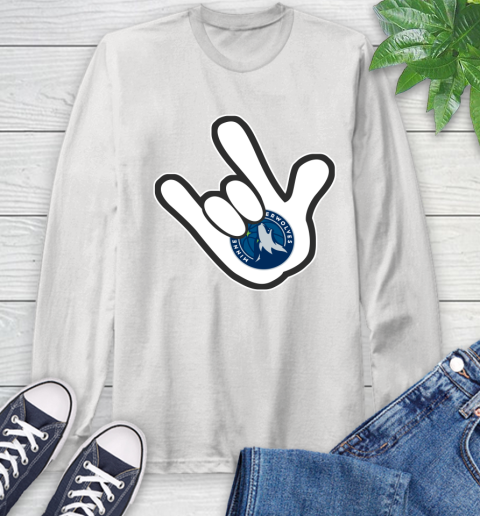 Minnesota Timberwolves NBA Basketball Mickey Rock Hand Disney Long Sleeve T-Shirt