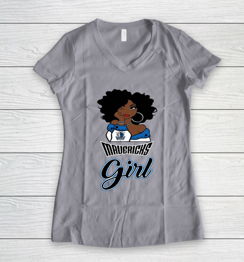 Dallas Mavericks Girl NBA Women's V-Neck T-Shirt 4