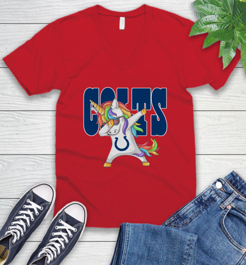 Indianapolis Colts NFL Football Funny Unicorn Dabbing Sports V-Neck T-Shirt 7