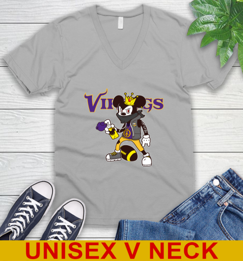 Minnesota Vikings NFL Football Mickey Peace Sign Sports V-Neck T-Shirt 4