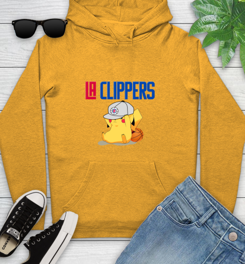 NBA Pikachu Basketball Sports Los Angeles Clippers Youth Hoodie 3