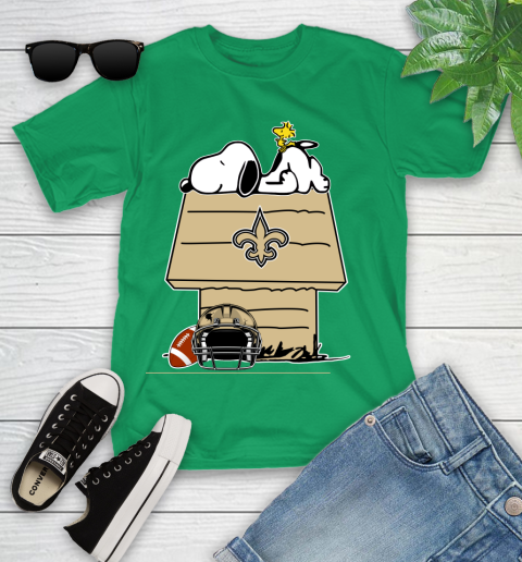 New Orleans Saints NFL Football Snoopy Woodstock The Peanuts Movie Youth T-Shirt 6