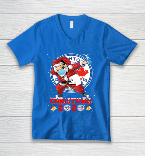 Toronto Blue Jays Funny Santa Claus Dabbing Christmas 2020 MLB V-Neck T-Shirt 5