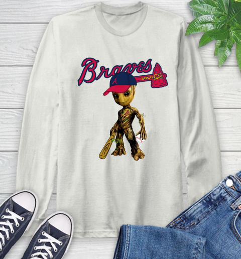 MLB Atlanta Braves Groot Guardians Of The Galaxy Baseball Long Sleeve T-Shirt 12
