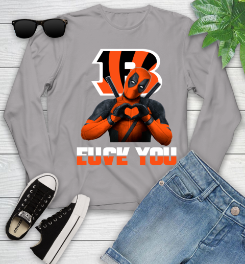 NHL Cincinnati Bengals Deadpool Love You Fuck You Football Sports Youth Long Sleeve 5