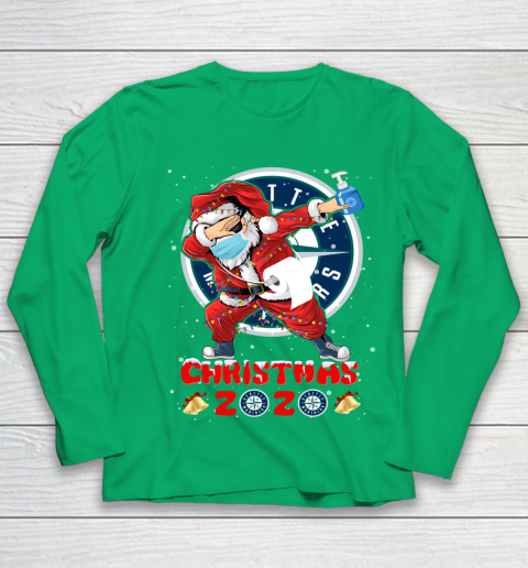 Seattle Mariners Funny Santa Claus Dabbing Christmas 2020 MLB Youth Long Sleeve 4