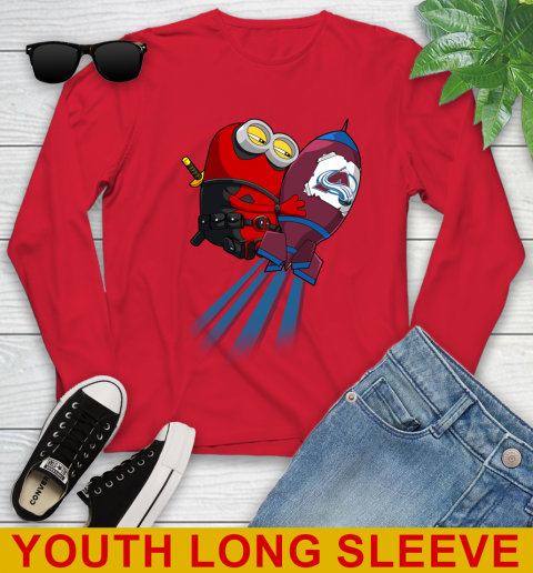 NHL Hockey Colorado Avalanche Deadpool Minion Marvel Shirt Youth Long Sleeve 11