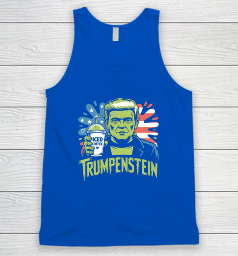 Trumpenstein Funny Iced Coffee Drink Halloween 4th of July USA Flag Tank Top 3