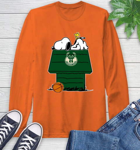 Milwaukee Bucks NBA Basketball Snoopy Woodstock The Peanuts Movie Long Sleeve T-Shirt 5