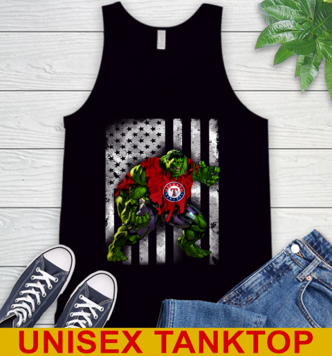 Texas Rangers Hulk Marvel Avengers MLB Baseball American Flag Tank Top