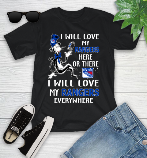 NHL Hockey New York Rangers I Will Love My Rangers Everywhere Dr Seuss Shirt Youth T-Shirt