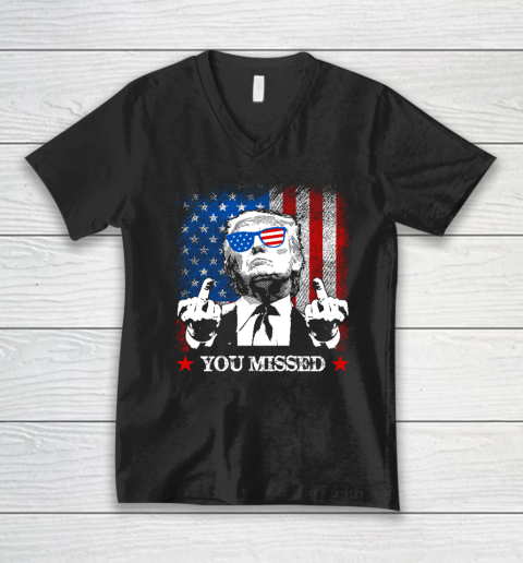 You Missed Trump 2024 US American Flag V-Neck T-Shirt