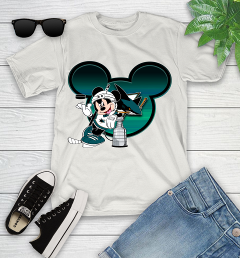 NHL San Jose Sharks Stanley Cup Mickey Mouse Disney Hockey T Shirt Youth T-Shirt 12