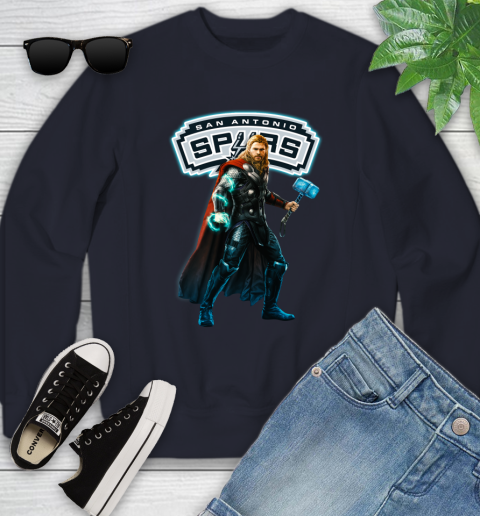 NBA Thor Avengers Endgame Basketball San Antonio Spurs Youth Sweatshirt 3