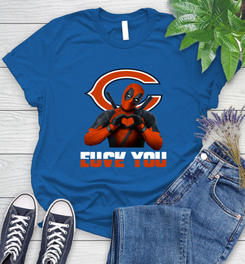 NHL Chicago Bears Deadpool Love You Fuck You Football Sports Women's T-Shirt 12