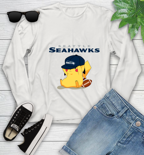 NFL Pikachu Football Seattle Seahawks Youth Long Sleeve 12