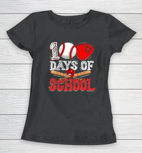 100 Days Of School Baseball 100th Day Women's T-Shirt