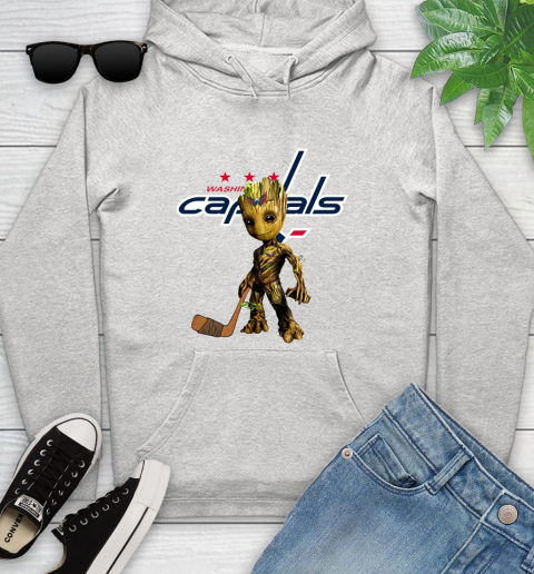 Washington Capitals NHL Hockey Groot Marvel Guardians Of The Galaxy Youth Hoodie