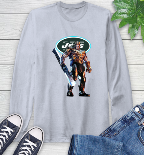 NFL Thanos Gauntlet Avengers Endgame Football New York Jets Long Sleeve T-Shirt 6