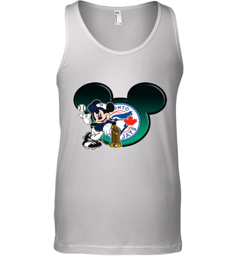 Toronto Blue Jays The Commissioner's Trophy Mickey Mouse 0agn toronto blue jays the commissioneramp 39 s trophy mickey mouse unisex tank 17 front white