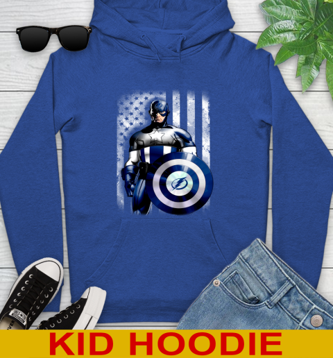Tampa Bay Lightning NHL Hockey Captain America Marvel Avengers American Flag Shirt Youth Hoodie 10