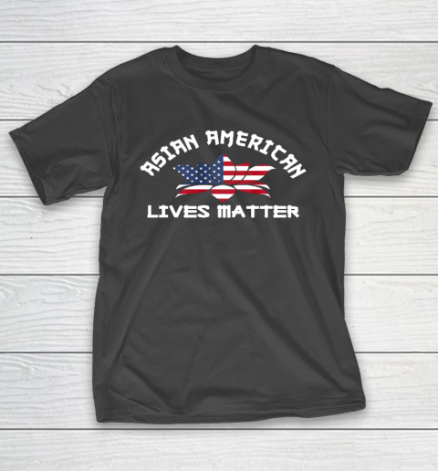 Asian American Lives Matter US Flag Lotus Flower Stop Hate T-Shirt