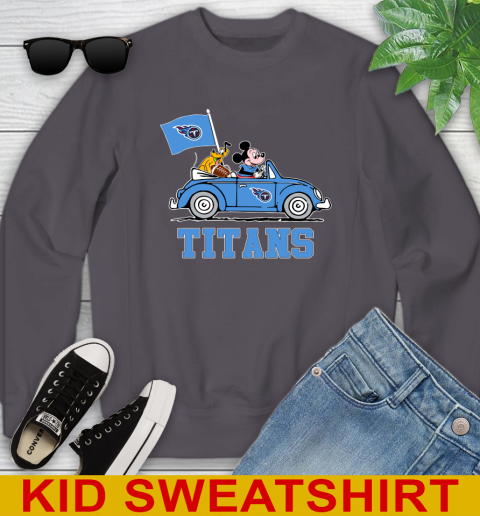 NFL Football Tennessee Titans Pluto Mickey Driving Disney Shirt Youth Sweatshirt 6