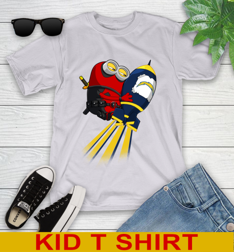 NFL Football Los Angeles Chargers Deadpool Minion Marvel Shirt Youth T-Shirt 4