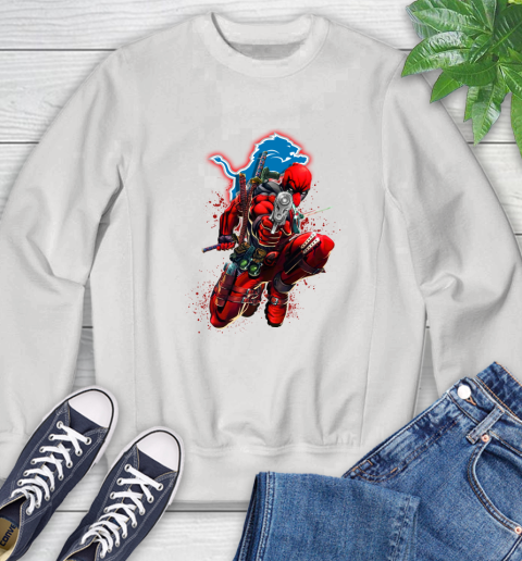 NFL Deadpool Marvel Comics Sports Football Detroit Lions Sweatshirt