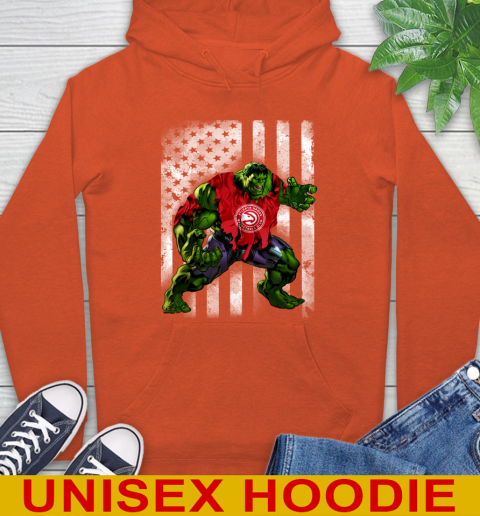 Atlanta Hawks Hulk Marvel Avengers NBA Basketball American Flag Hoodie - Image 5