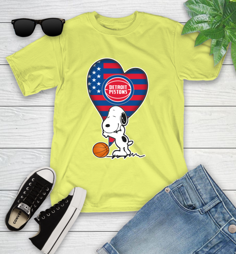 Detroit Pistons NBA Basketball The Peanuts Movie Adorable Snoopy Youth T-Shirt 8