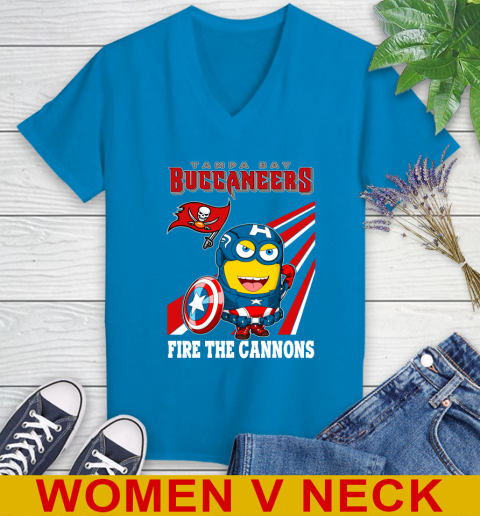 NFL Football Tampa Bay Buccaneers Captain America Marvel Avengers Minion Shirt Women's V-Neck T-Shirt 7