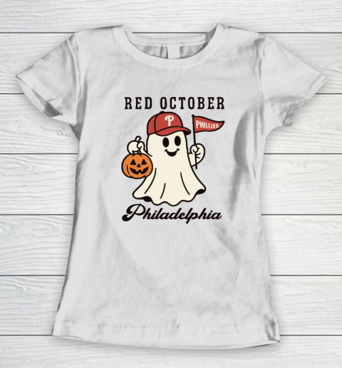 Red October Philadelphia Phillies Halloween Ghost Women's T-Shirt