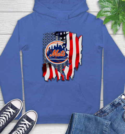New York Mets MLB Baseball American Flag Hoodie 9