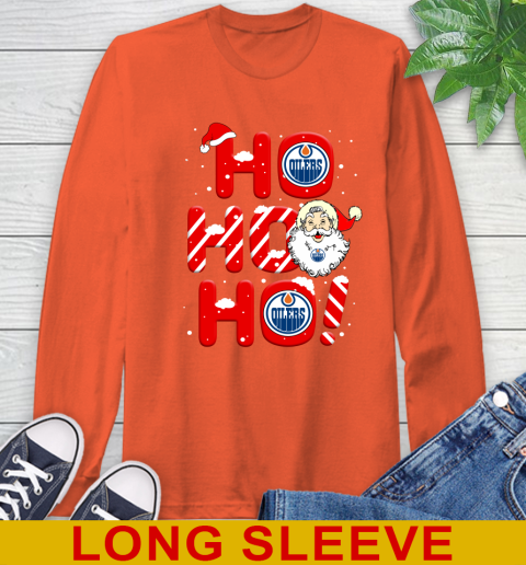 Edmonton Oilers NHL Hockey Ho Ho Ho Santa Claus Merry Christmas Shirt Long Sleeve T-Shirt 4