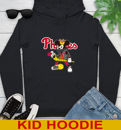 Philadelphia Phillies MLB Baseball Mickey Peace Sign Sports Youth Hoodie 2