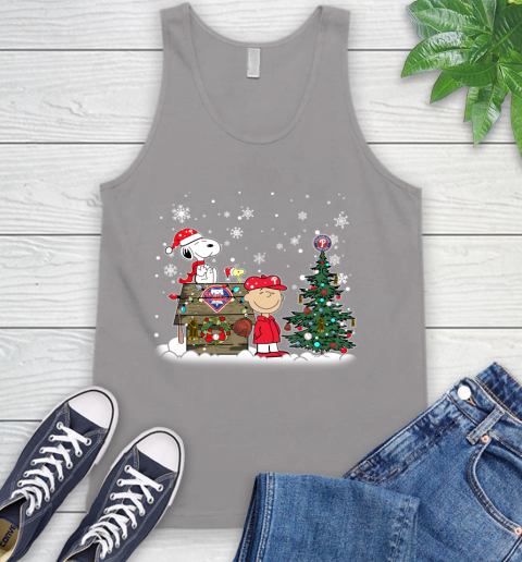 MLB Philadelphia Phillies Snoopy Charlie Brown Christmas Baseball Commissioner's Trophy Tank Top 3