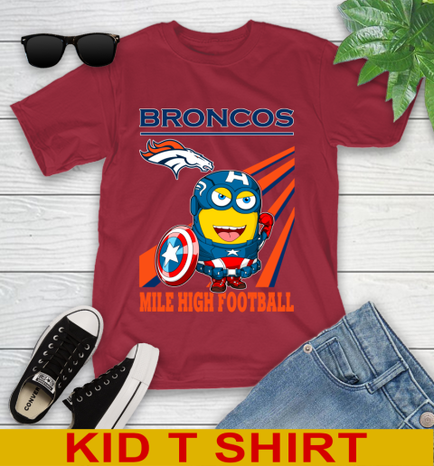 NFL Football Denver Broncos Captain America Marvel Avengers Minion Shirt Youth T-Shirt 12