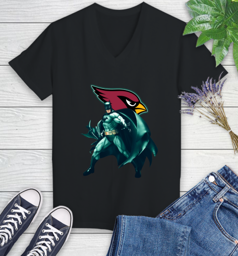 NFL Batman Football Sports Arizona Cardinals Women's V-Neck T-Shirt 2