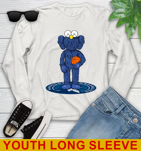 NBA Basketball Minnesota Timberwolves Kaws Bff Blue Figure Shirt Youth Long Sleeve 12