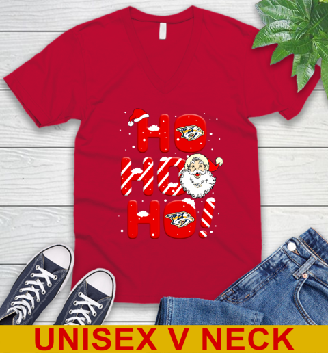 Nashville Predators NHL Hockey Ho Ho Ho Santa Claus Merry Christmas Shirt V-Neck T-Shirt 6